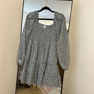 Light blue smocked printed dress from Dee Elly